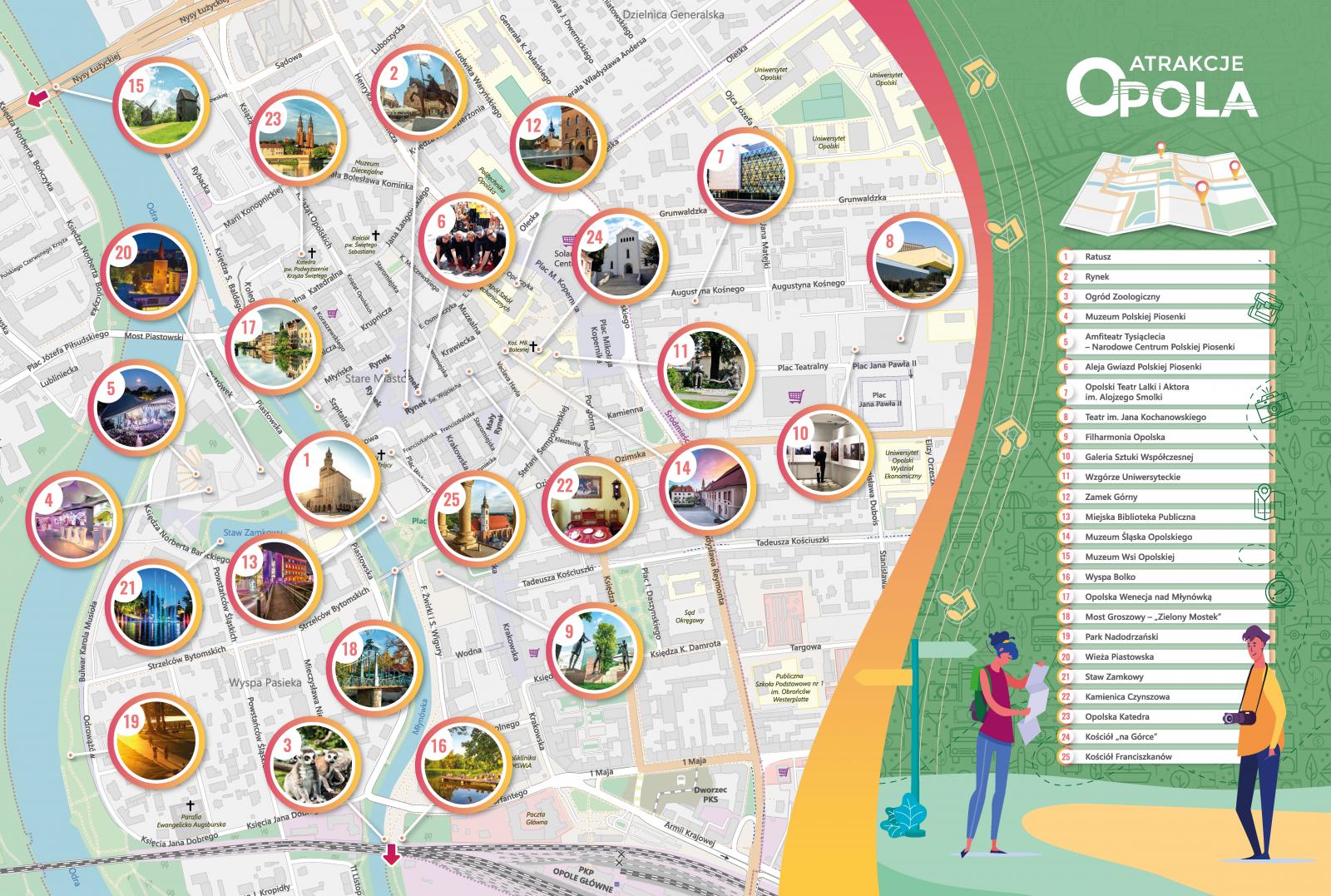 Atrakcje Opola - mapa 